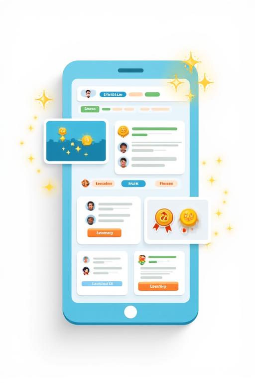 Interface d'apprentissage gamifié avec classements et récompenses